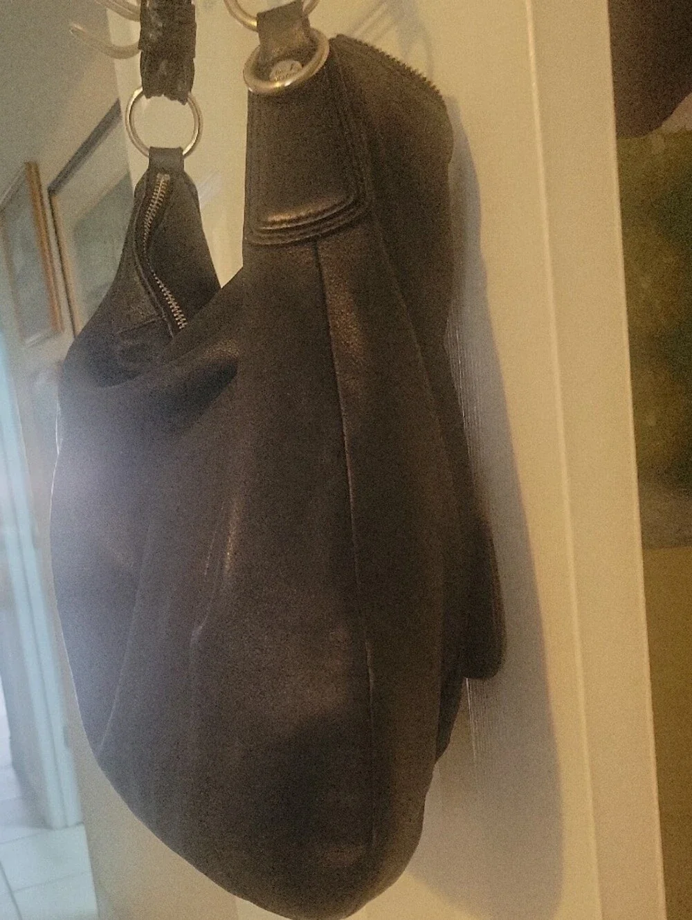 Coach Kristin Hobo Black Leather Shoulder Bag Hippie Satchel Purse No Hangtag